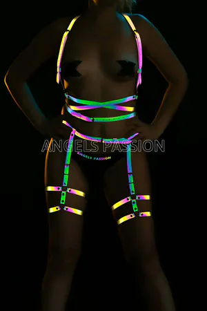 Reflective Harness Set - Iridescent Rave & Festival Body Wear