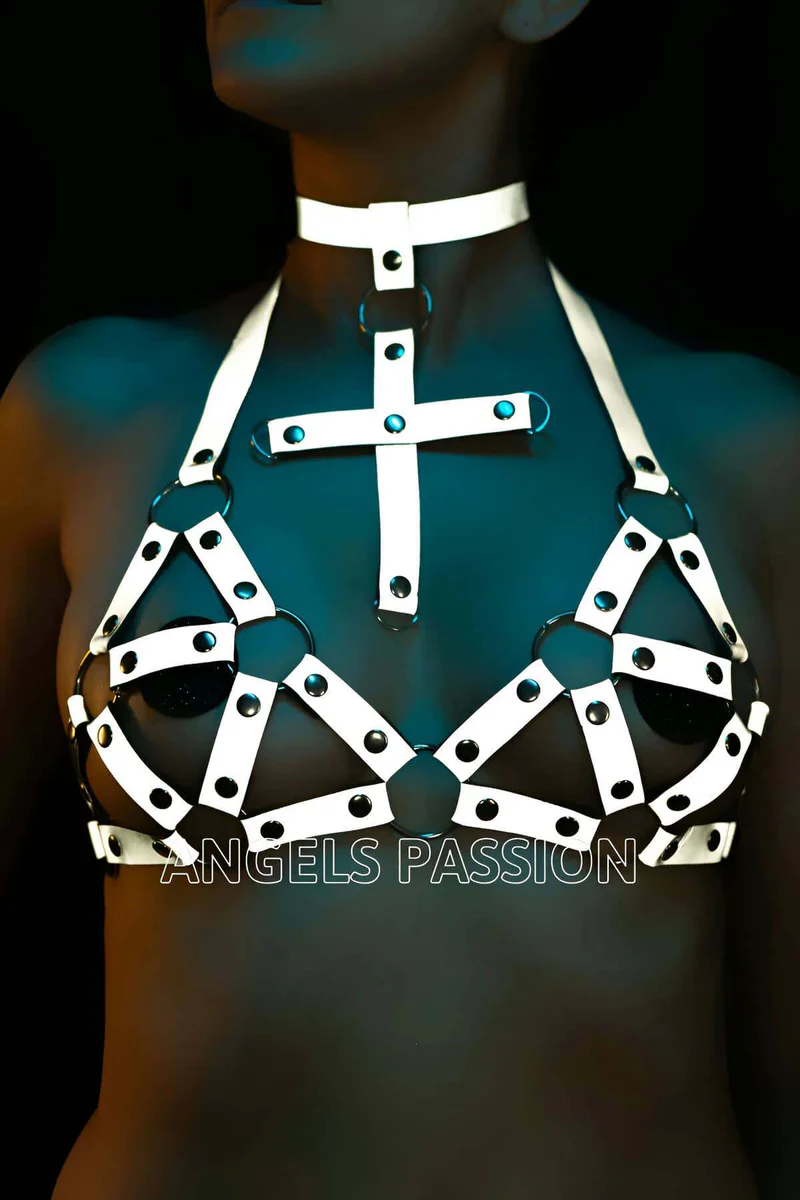 Reflective Harness Bra Set - Sexy Luminous Rave Lingerie