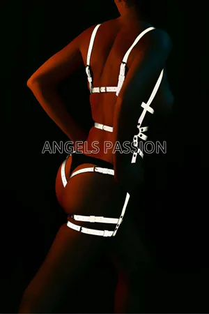 Reflective Full Body Harness Lingerie Set - Glowing Clubwear