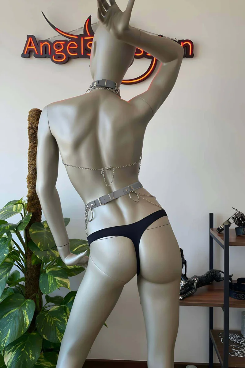 Sexy Reflective Harness Set with Body Chains & Choker