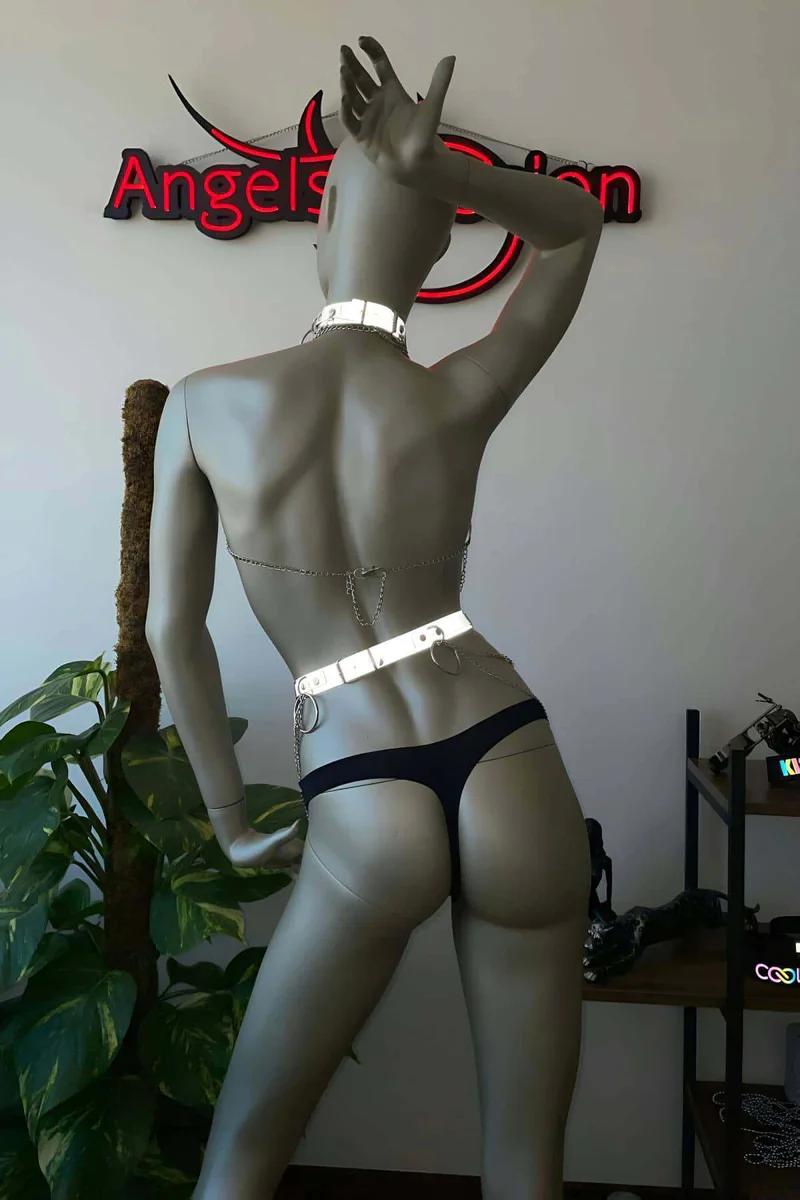 Sexy Reflective Harness Set with Body Chains & Choker
