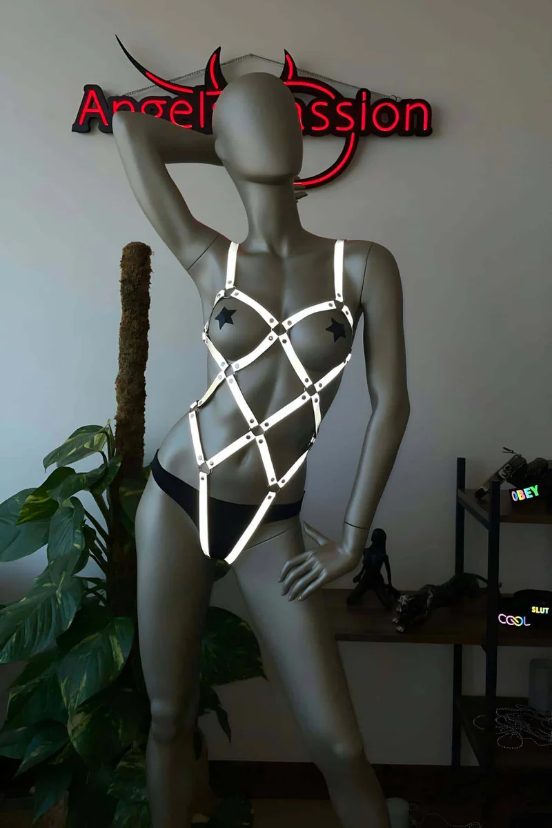 Reflective Body Harness - Luminous Strappy Cage Design