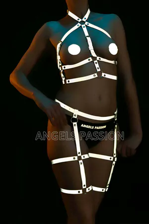 Reflective Harness Set with Garters – Festival Lingerie