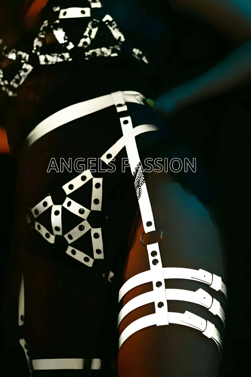 Reflective Harness Set with Garter Belt for Rave Festivals