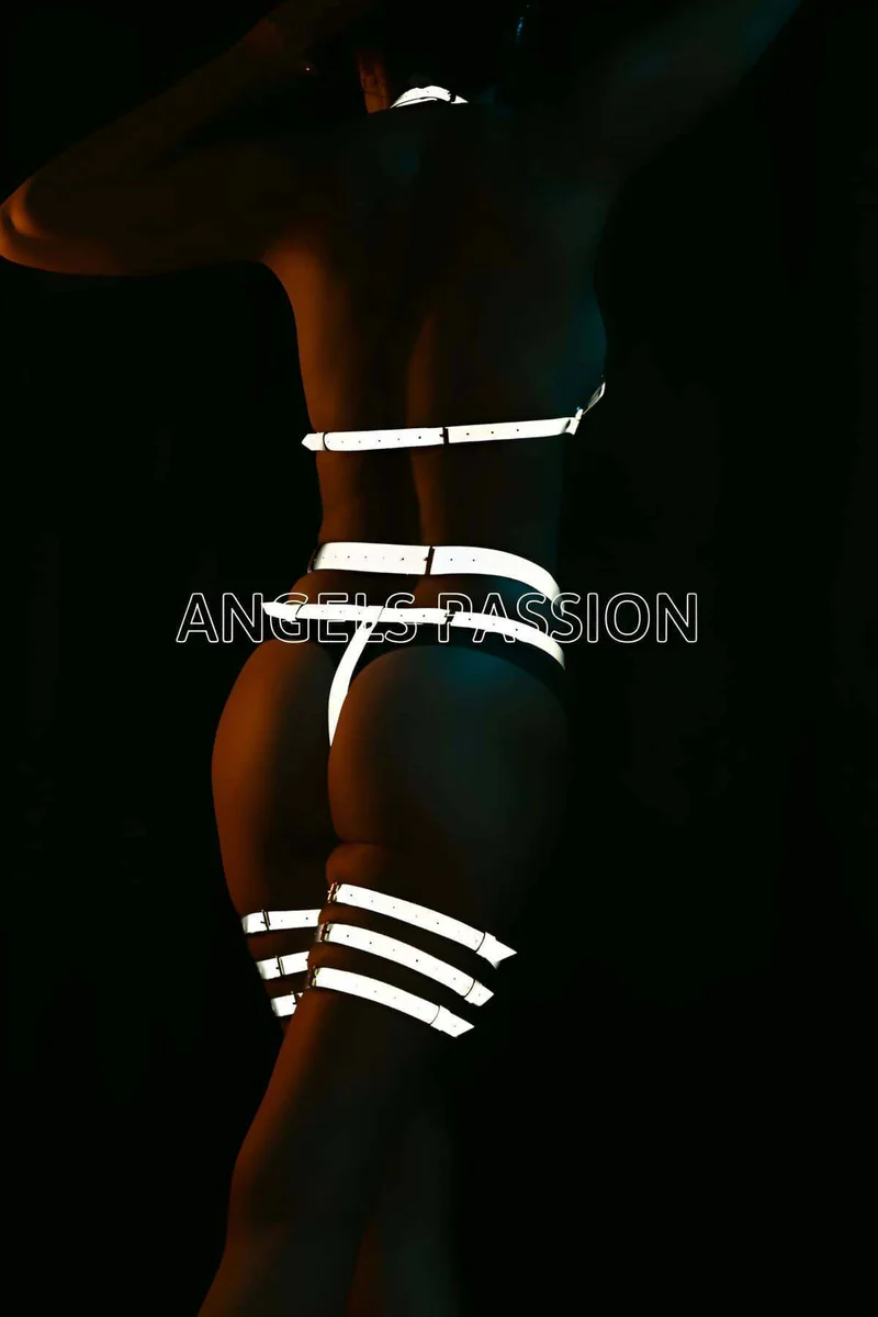 Reflective Harness Set with Garter Belt for Rave Festivals