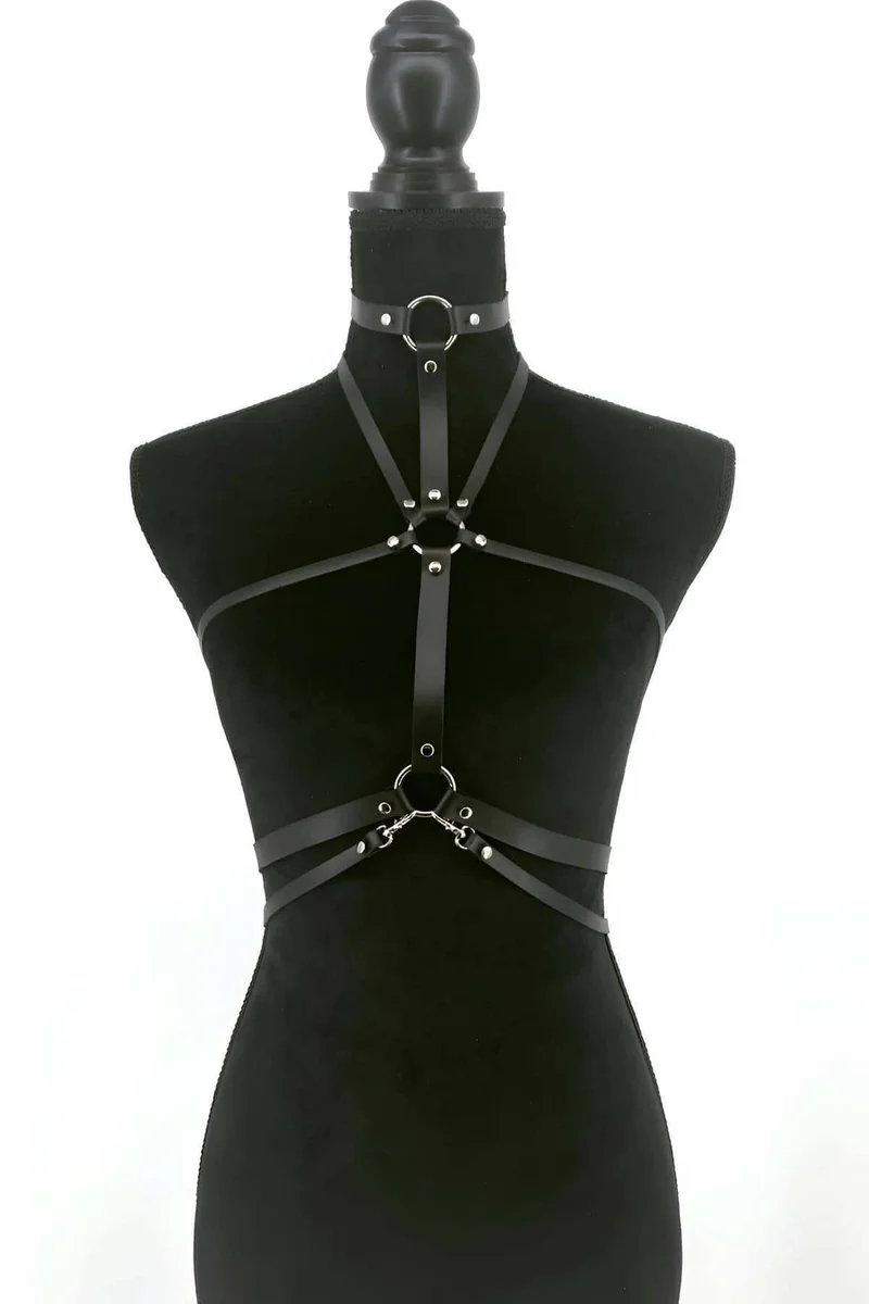 Bold Faux Leather Adjustable Chest Harness