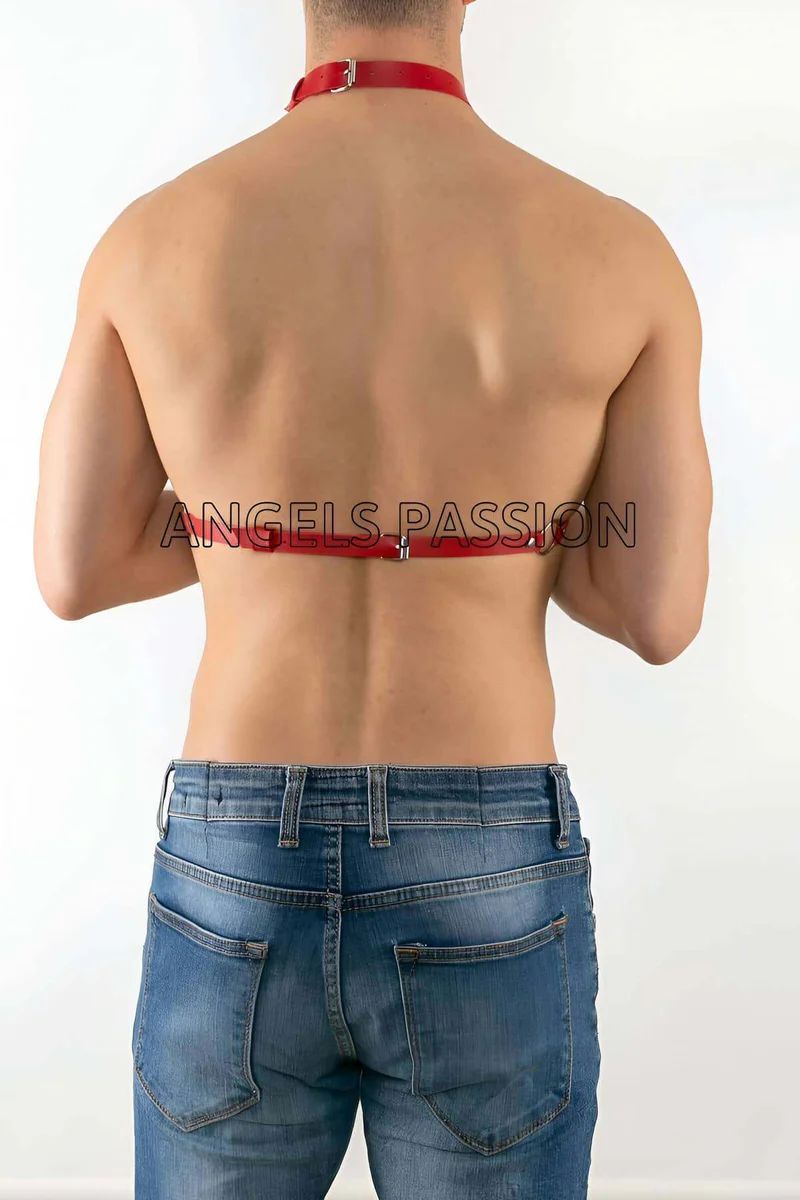 Red Chest Harness with Chains, male