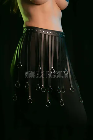 Tasseled Leather Skirt - Ring Detailed Moving Skirt - Stylish Harness Skirt - APFT579