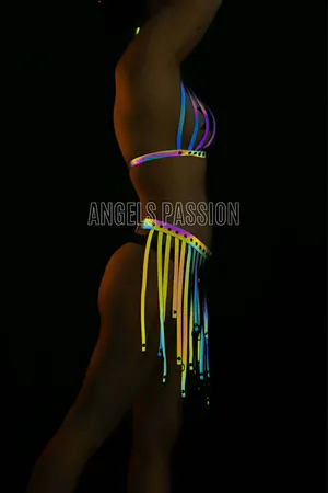 Colorful Reflective Fancy Dress with Tassels - Sexy Harness Underwear - APFT584