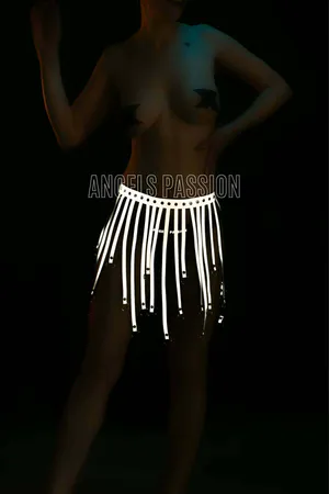 White Reflective Tassel Skirt, Evening Dress, Tights and Shorts Accessory - APFT579