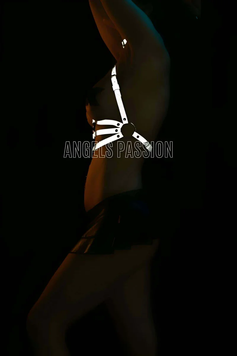 Reflective Chest Harness with Choker Collar - Rave & Festival Wear