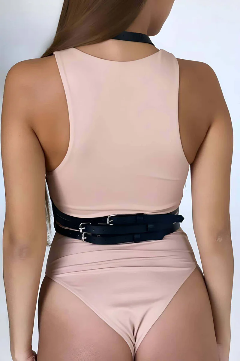 Studded Vegan Leather Body Harness