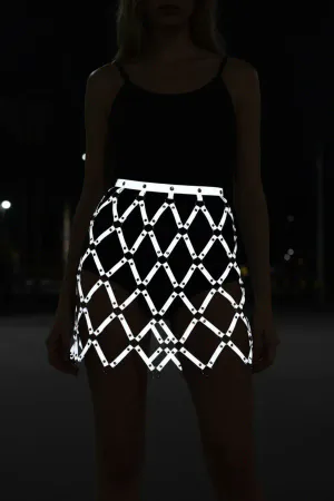 Reflective Skirt, Diamond Detailed Skirt, Party Skirt - APFT694