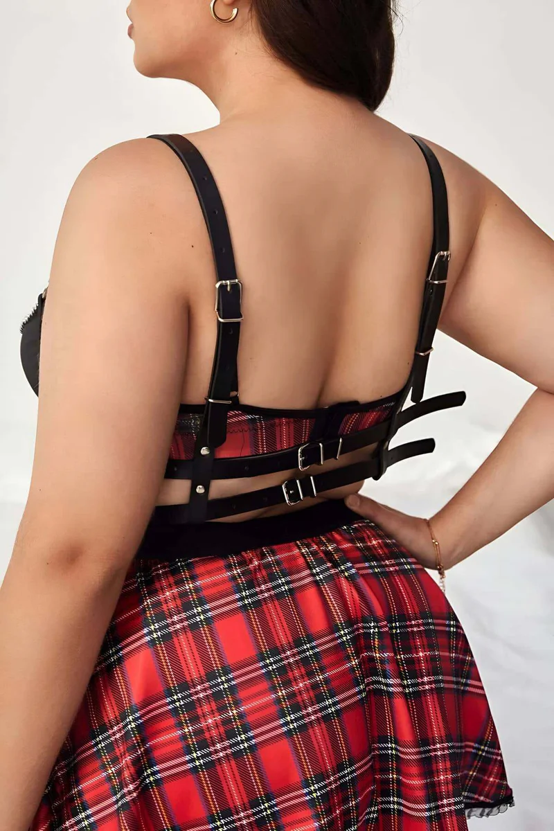 Adjustable Faux Leather Chain Chest Harness for Women