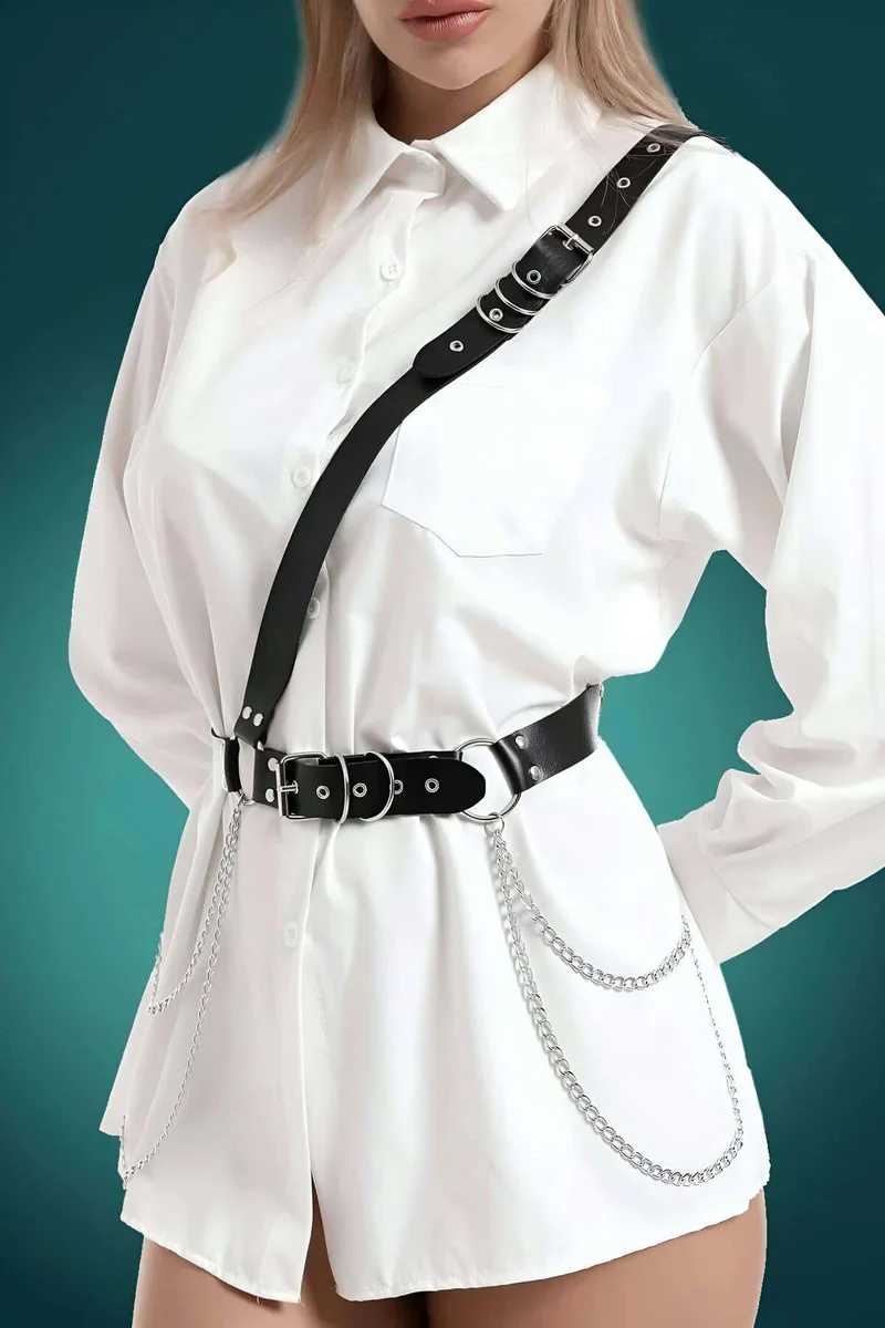 Black Triple Buckle Chest Harness with