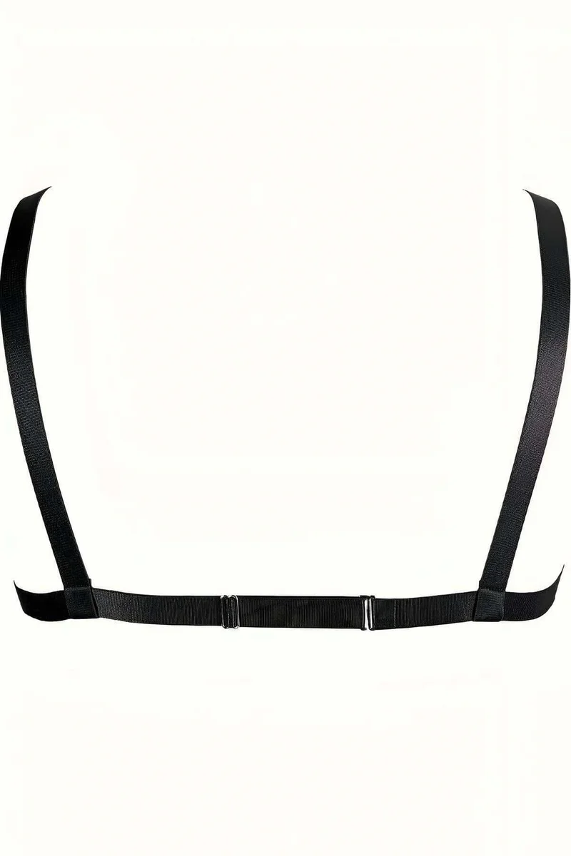 Black Chain Chest Harness Adjustable Bralette