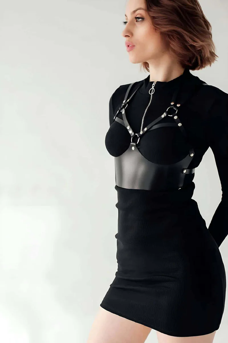 Women's body harness close-up