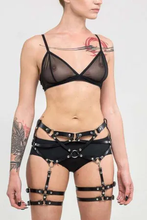 Leather Fantasy Garter Harness - APFT876