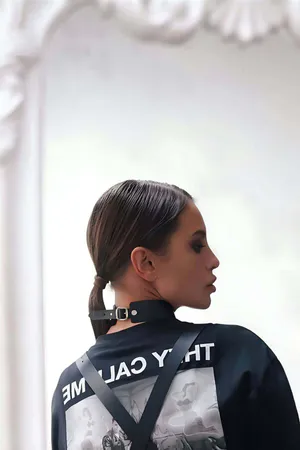 Stylish Leather Collar with Rope Tie - APFT677