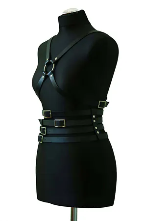 Leather Waisted Four Row Chest Harness - APFT911