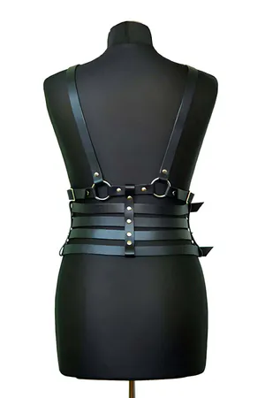 Leather Waisted Four Row Chest Harness - APFT911