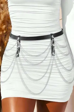 Stylish Leather Chain Waist Belt - APFT921