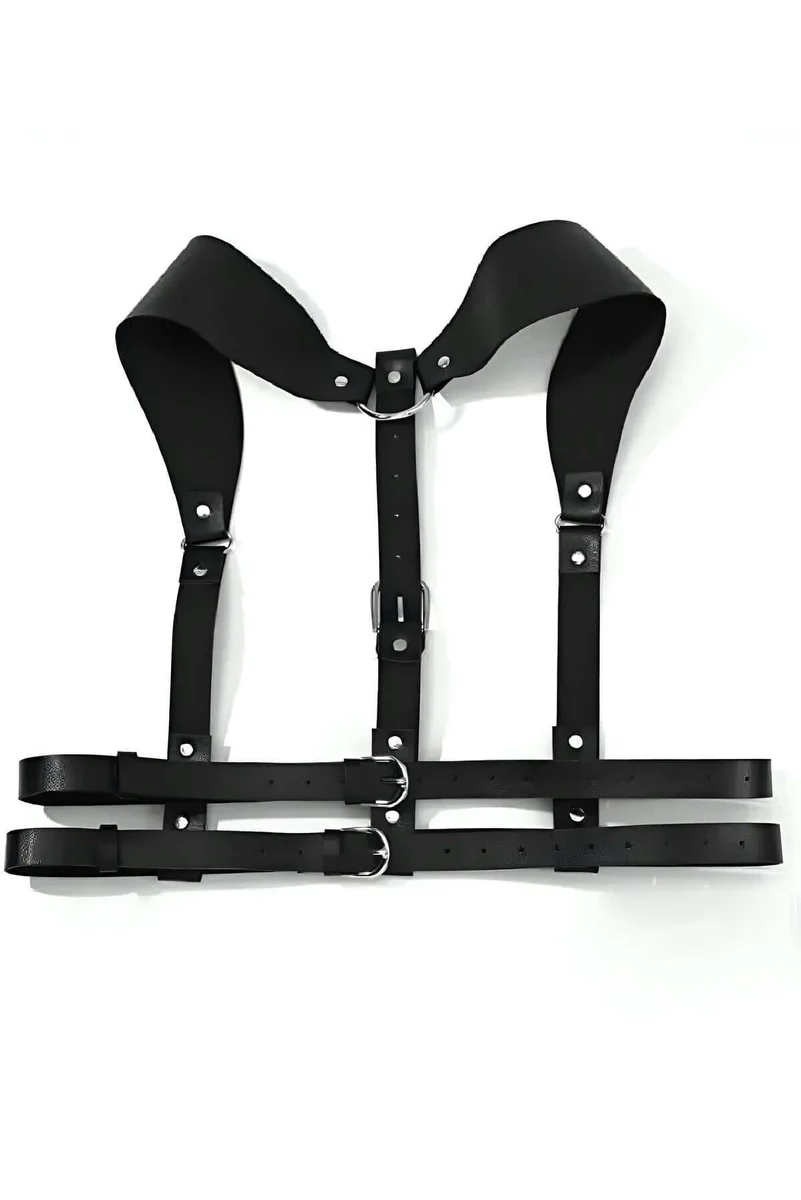 Faux Leather Chest Harness dark brown with
