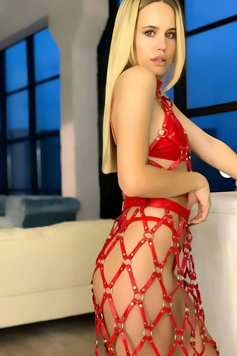 Red Caged Harness Lingerie