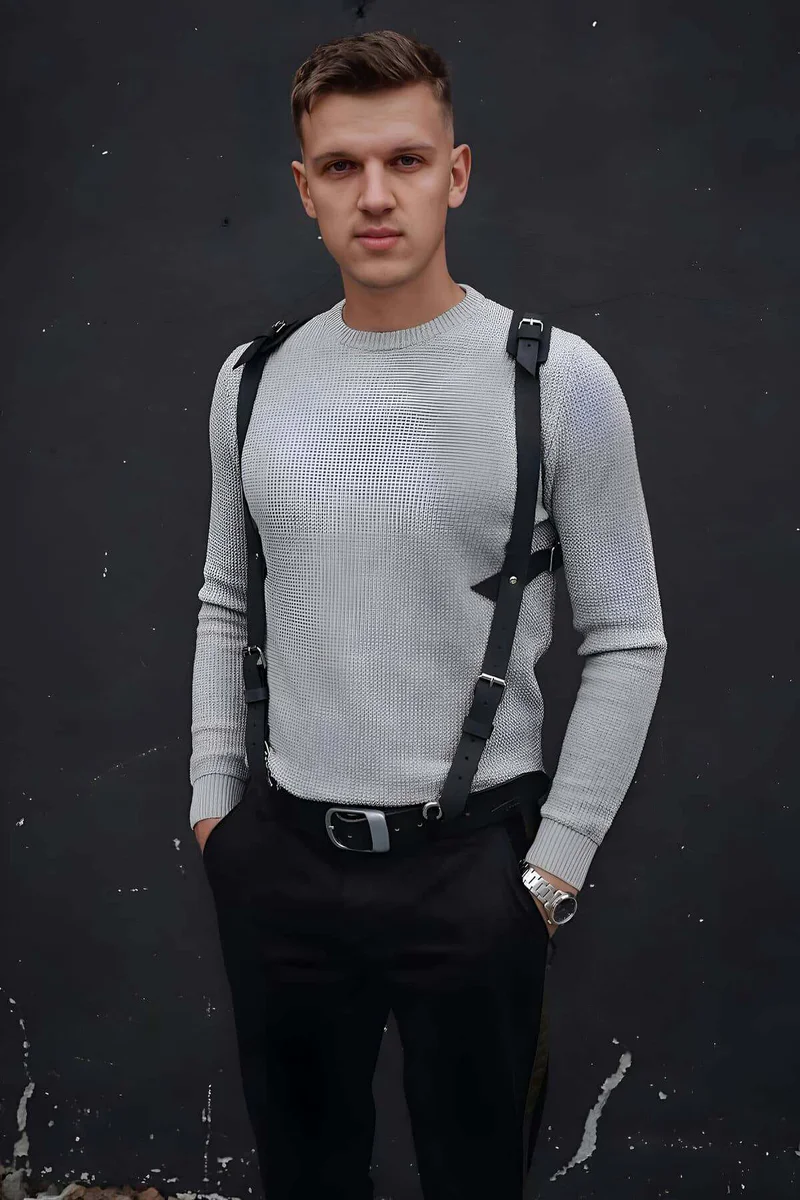 Men's Shoulder Harness black faux leather