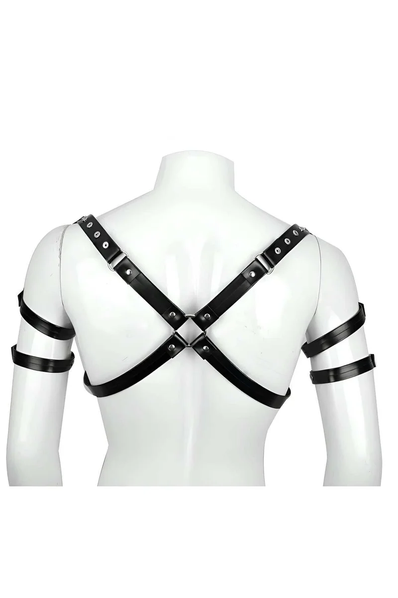 Black Studded Shoulder Harness Back View with