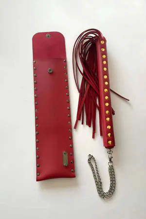 Red Whip with Leather Bag, Stylish Leather Whip, Sexy Accessory - APFT1287