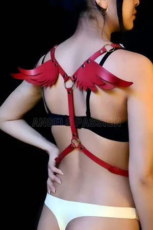 Red Leather Angel Wing Harness | Adjustable Shoulder Body Accessory