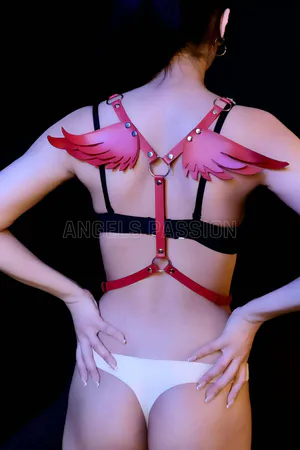 Red Leather Angel Wing Harness | Adjustable Shoulder Body Accessory