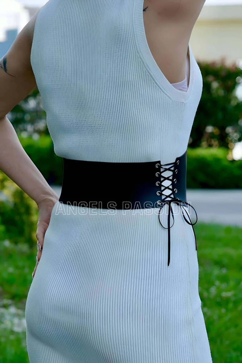 Stylish Harness Belt with Rope Detail, Leather Corset Belt - APFT607
