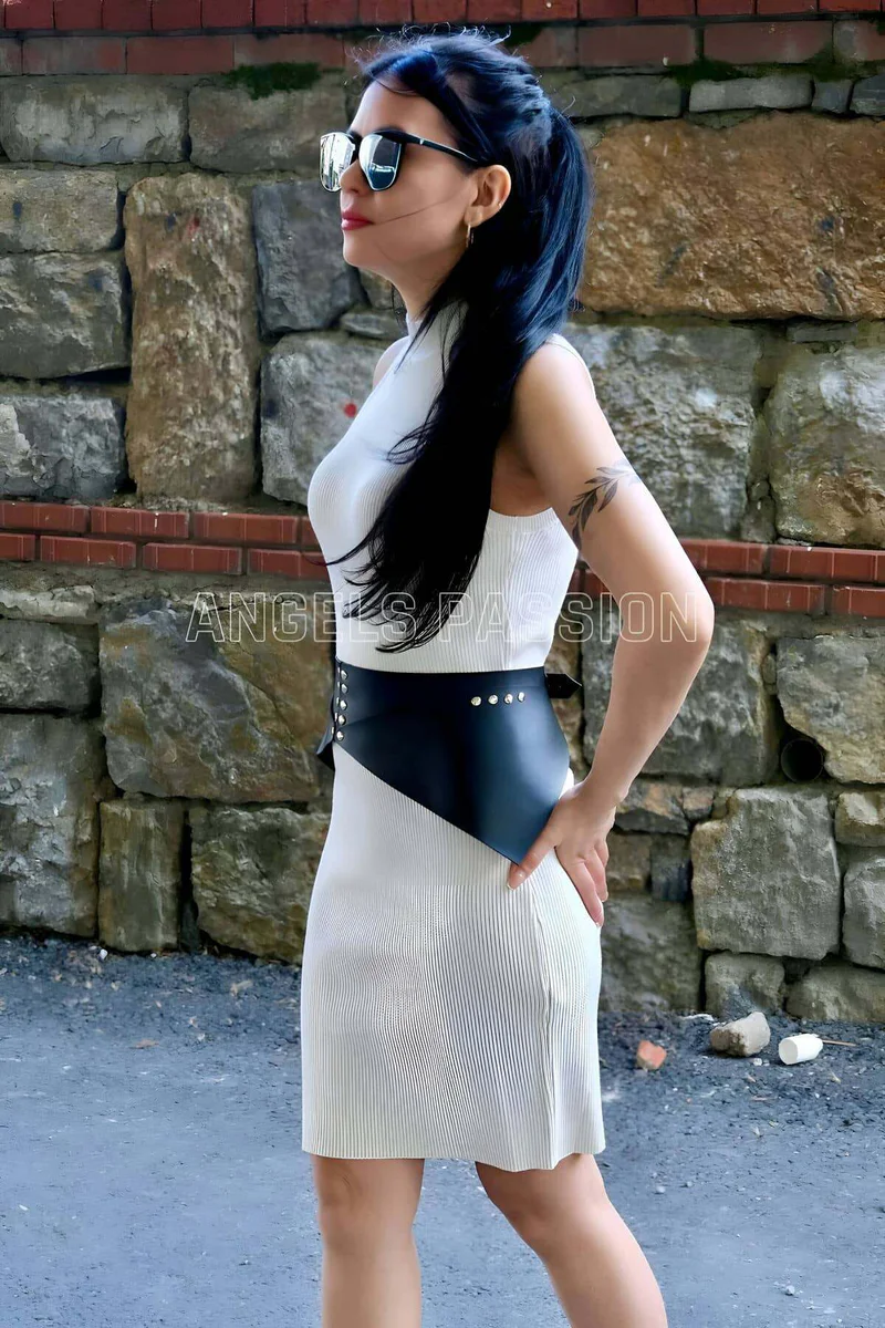 Elegant Women's Belt with Rivet Detail, Stylish Women's Belt, Leather Corset Belt over Dress - APFT873