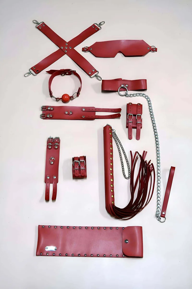 Red Faux Leather Collar and Ball