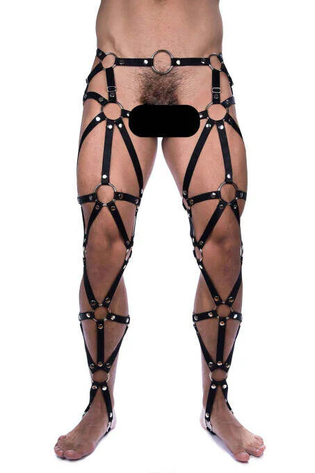 Men's Full Leg Harness Straps - Adjustable Body Cage