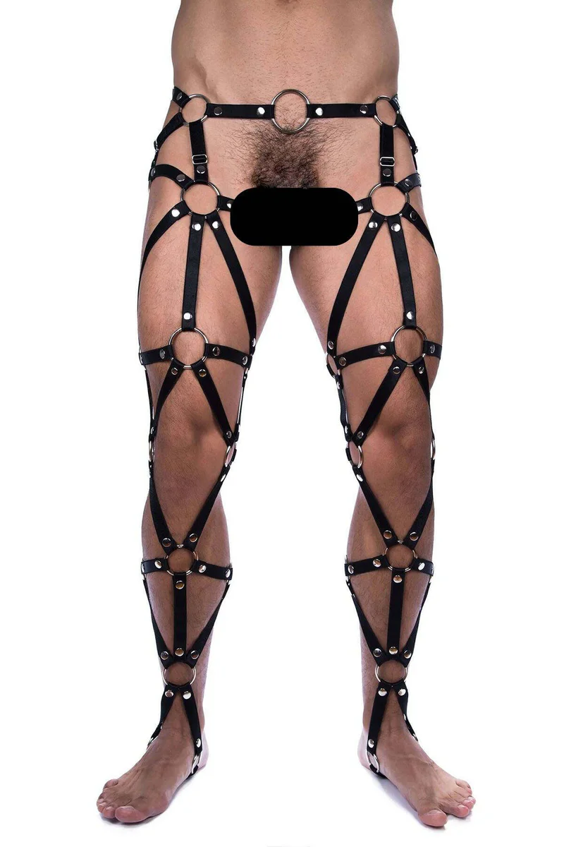 Men's Full Leg Harness Straps - Adjustable Body Cage