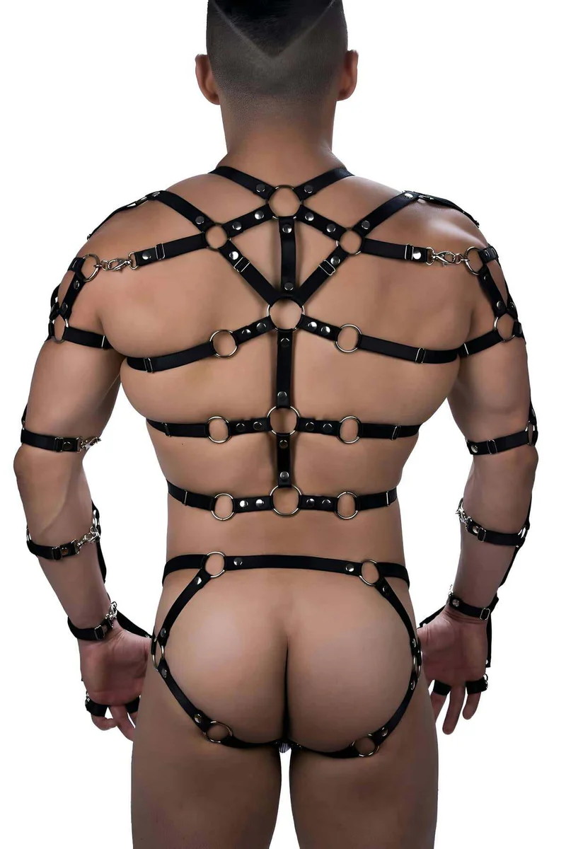 Black spiked faux leather full
