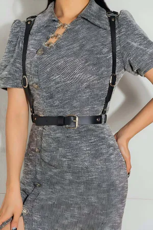 Sexy Leather Waist Belt Harness with Triangle Detail on the Back - APFT1181