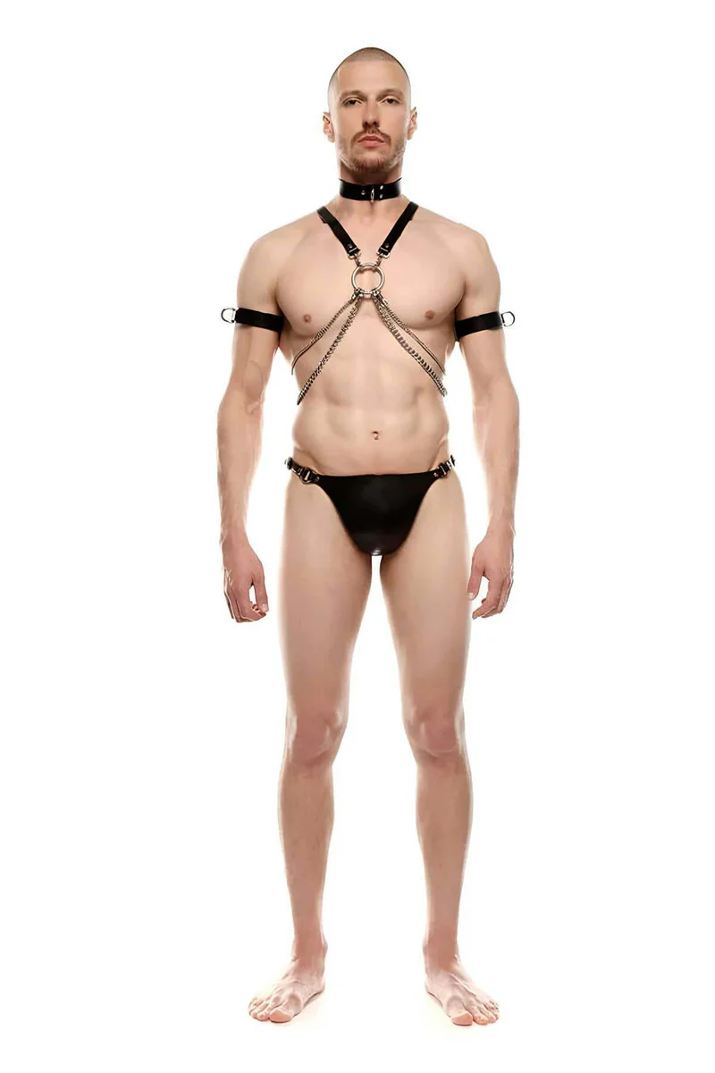 Black vegan leather choker and armbands