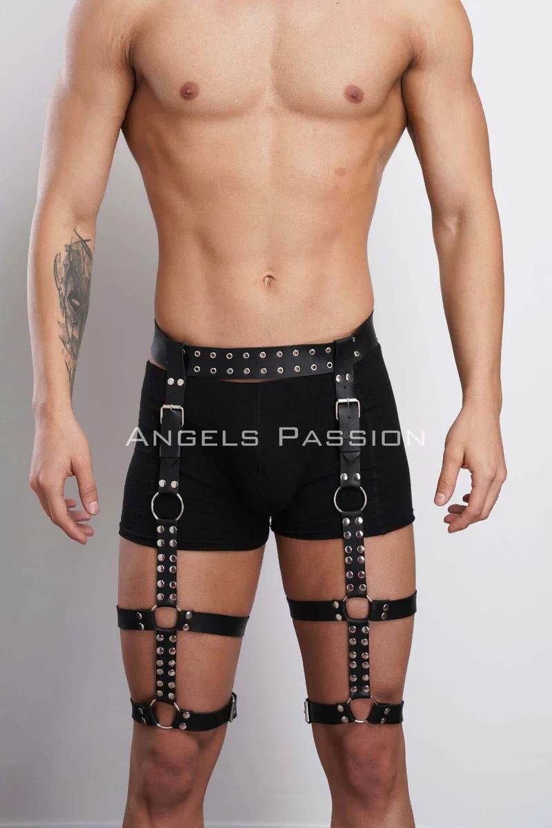 Black Studded Leg Harness