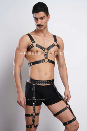 Stylish Chest and Leg Harness Suit, Men's Party Accessories - APFTM196