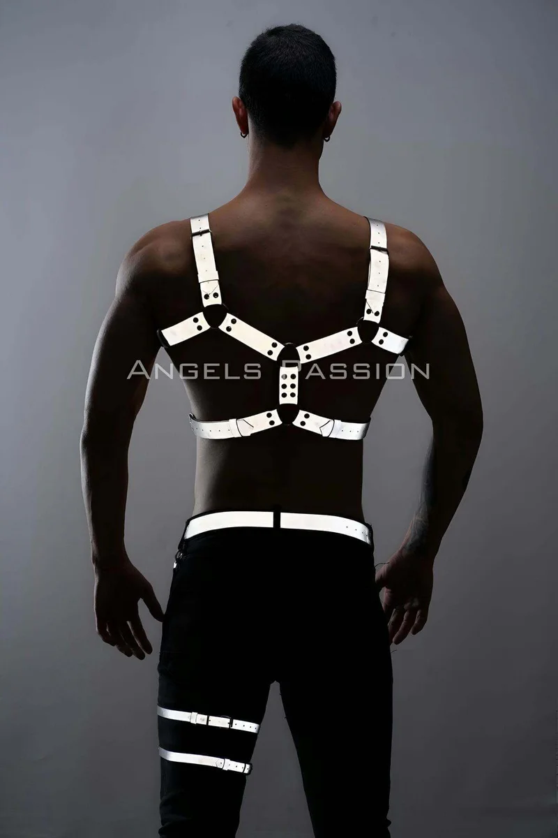Festival reflective silver harness outfit worn from behind