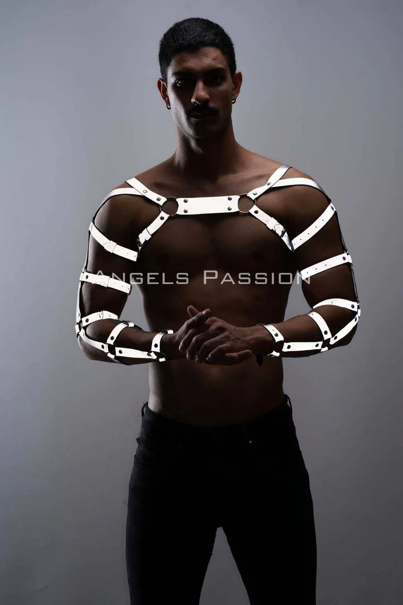 Reflective festival harness silver body set