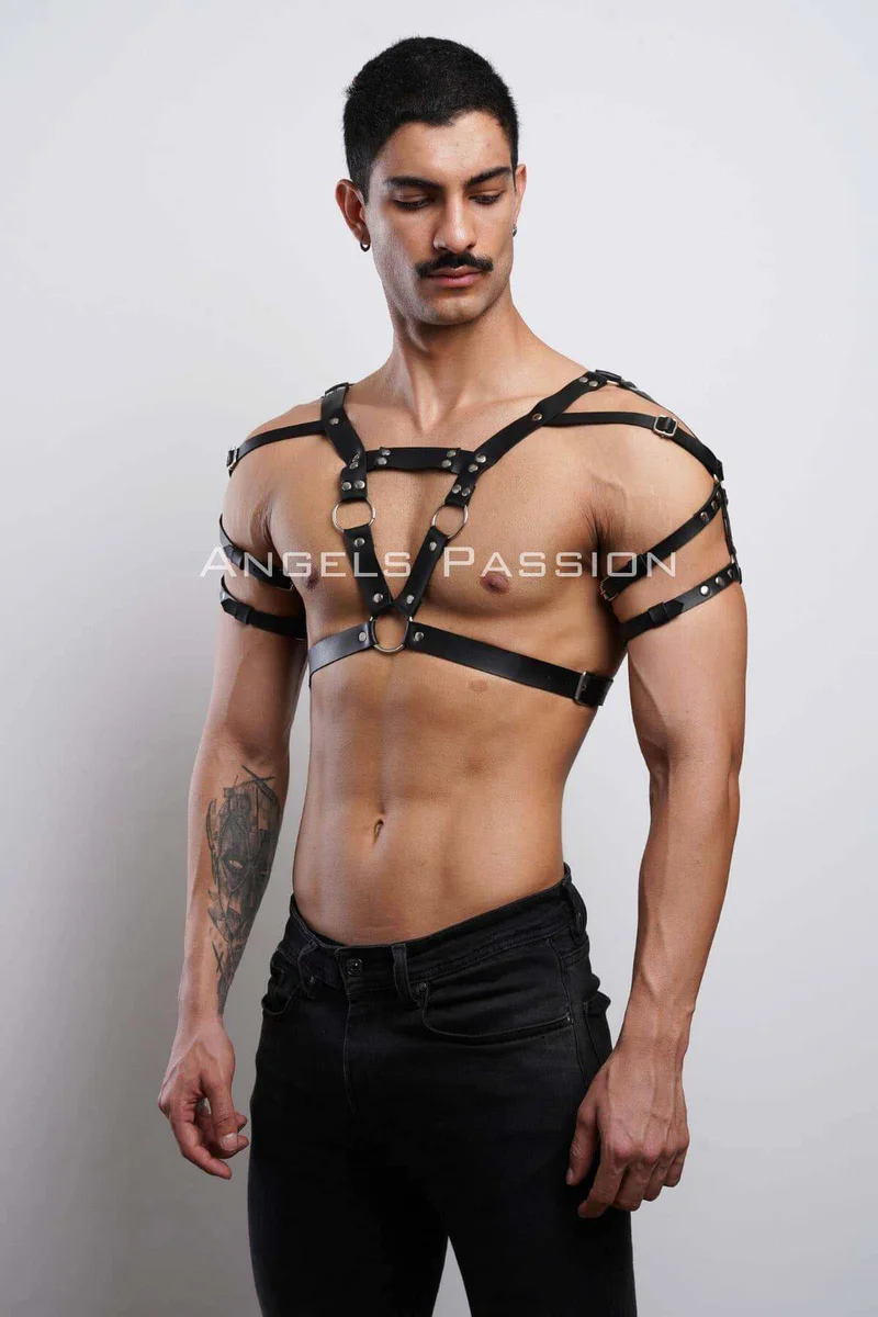 Men's Faux Leather Harness Front