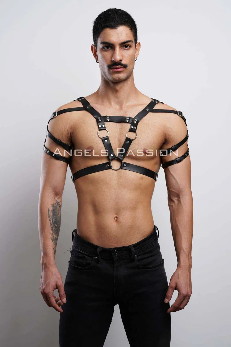 Fashion Harness Outfit Men Side View