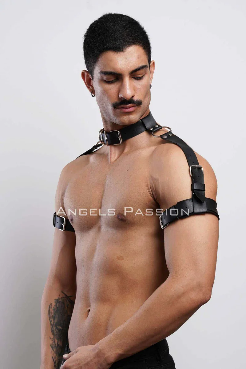 Fashion Harness Outfit Black Faux Leather