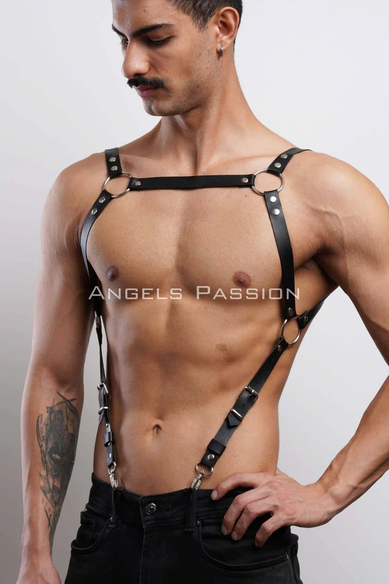 Faux Leather Suspender Harness