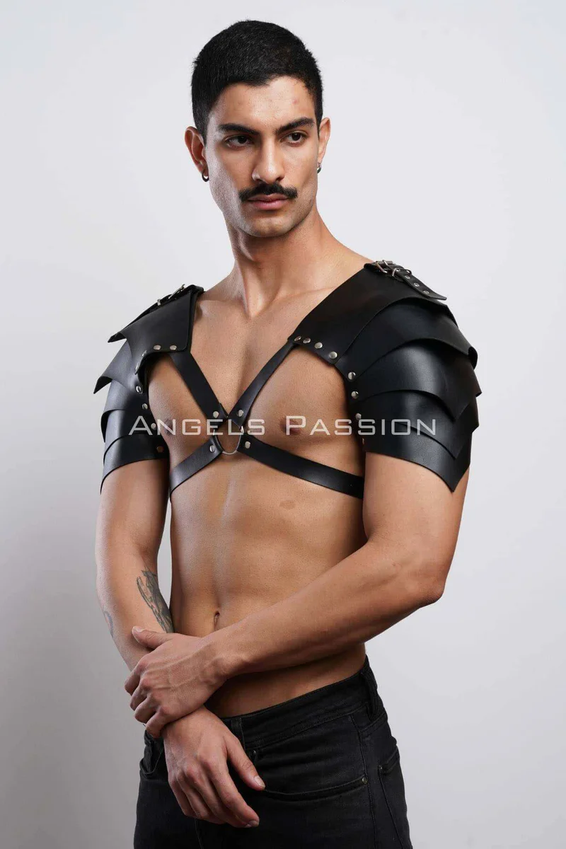 Gladiator black festival outfit with studded arm